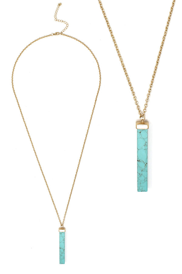 SEMI PRECIOUS STONE PENDANT LONG NECKLACE-0