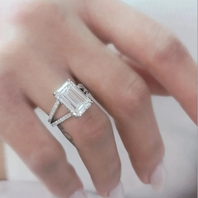 6ct Emerald Diamond Ring Engagement Ring - 14k White Gold: IGI Certified Lab Grown - BEHRS at the loft