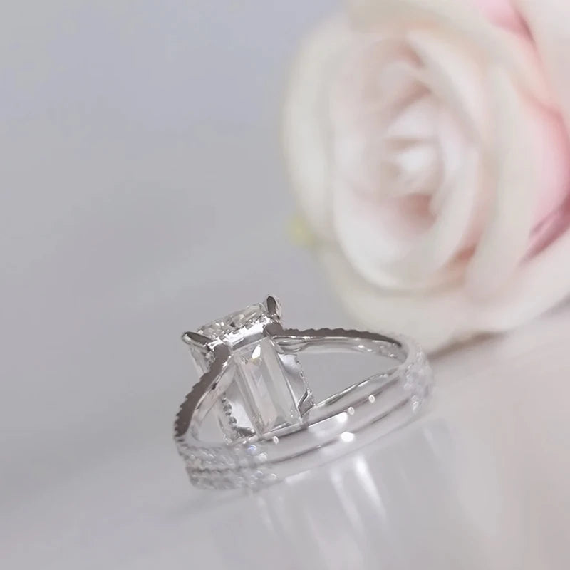 6ct Emerald Diamond Ring Engagement Ring - 14k White Gold: IGI Certified Lab Grown - BEHRS at the loft