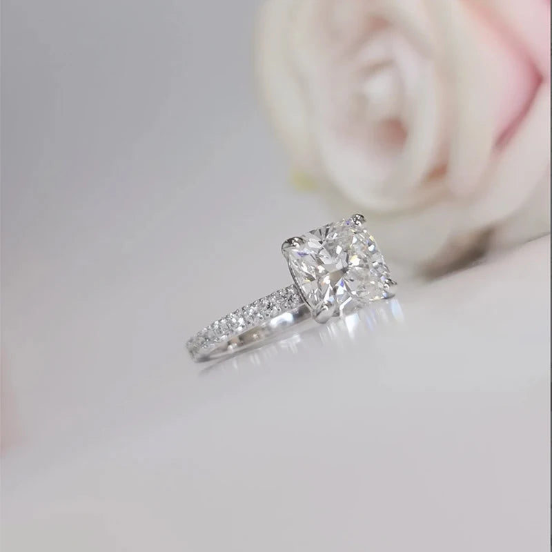 IGI Certified 2CT CVD lab Grown Square Cushion Cut Diamond EF VS Cushion Ring Lab Grown Diamond Engagement Ring 14k White Gold - BEHRS at the loft
