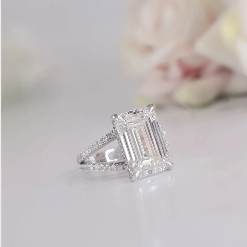 6ct Emerald Diamond Ring Engagement Ring - 14k White Gold: IGI Certified Lab Grown - BEHRS at the loft