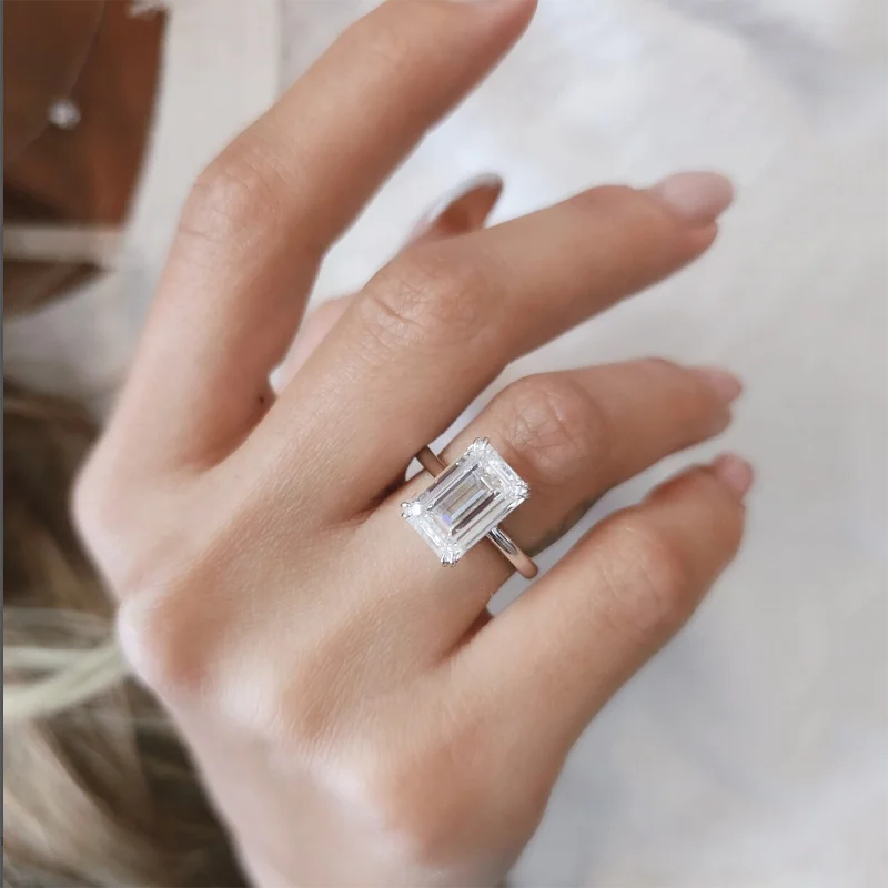 5Ct Emerald Diamond Lab-Grown Engagement Ring CERTIFIED 14k White Gold Wedding Ring - BEHRS at the loft