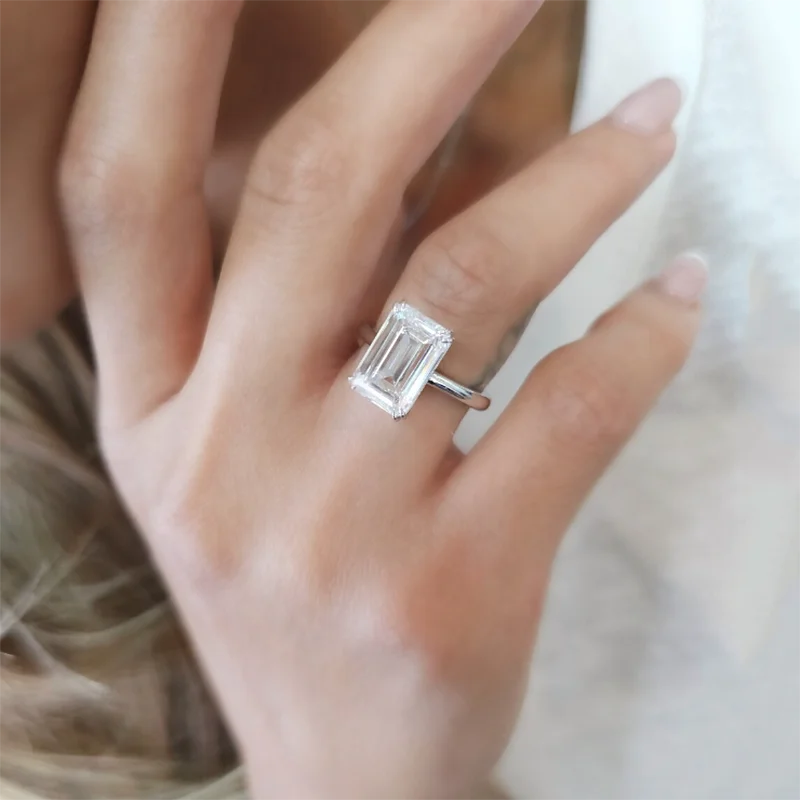 5Ct Emerald Diamond Lab-Grown Engagement Ring CERTIFIED 14k White Gold Wedding Ring - BEHRS at the loft