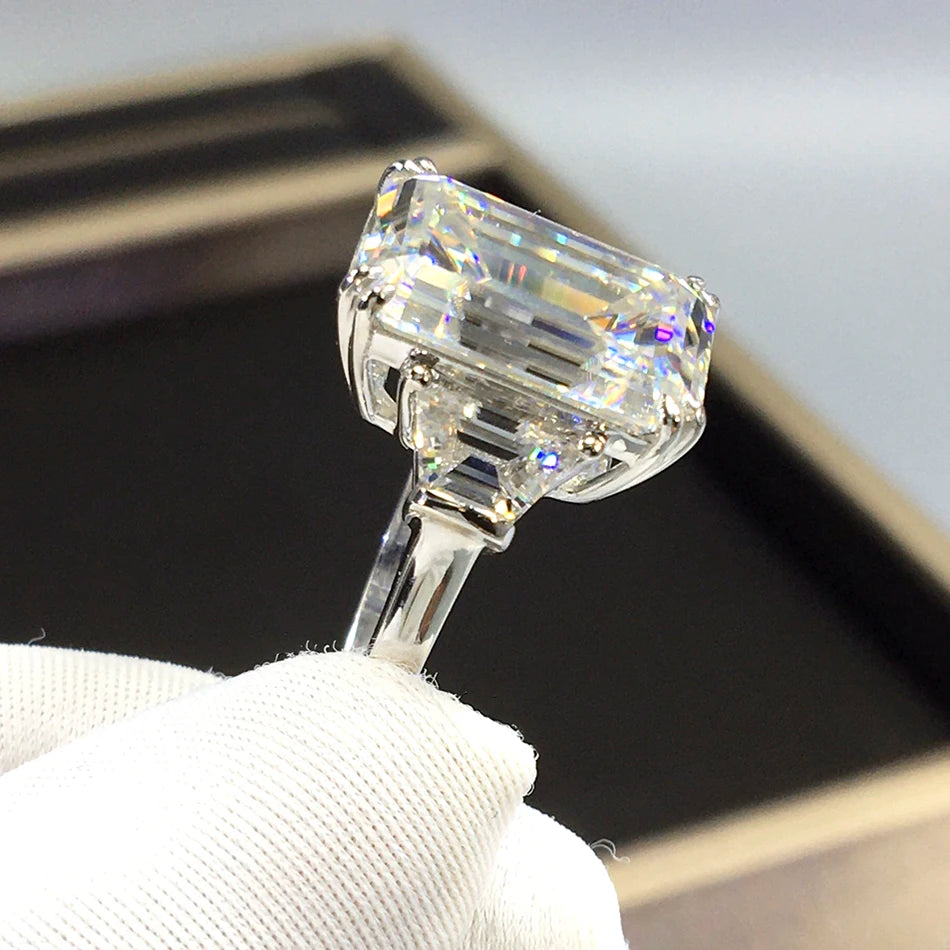 Luomansi 18K Gold 10CT Moissanite Ring Diamond Test Approved Wedding Anniversary Jewelry - BEHRS at the loft