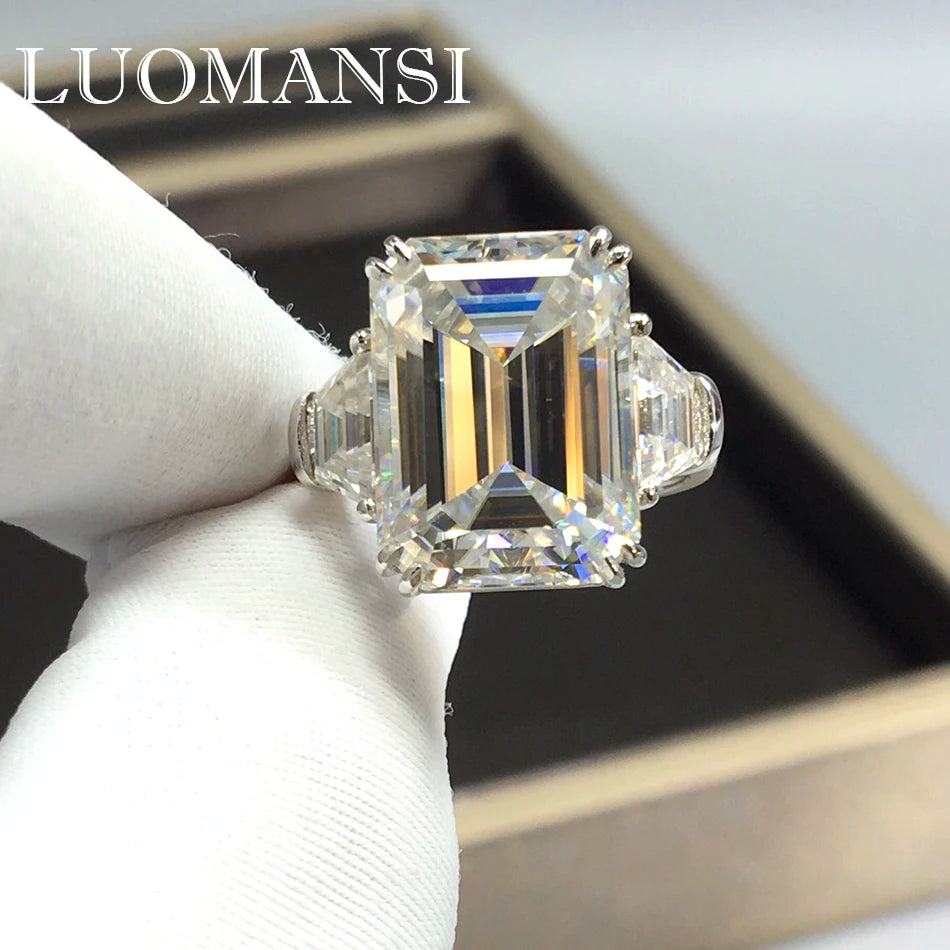 Luomansi 18K Gold 10CT Moissanite Ring Diamond Test Approved Wedding Anniversary Jewelry - BEHRS at the loft