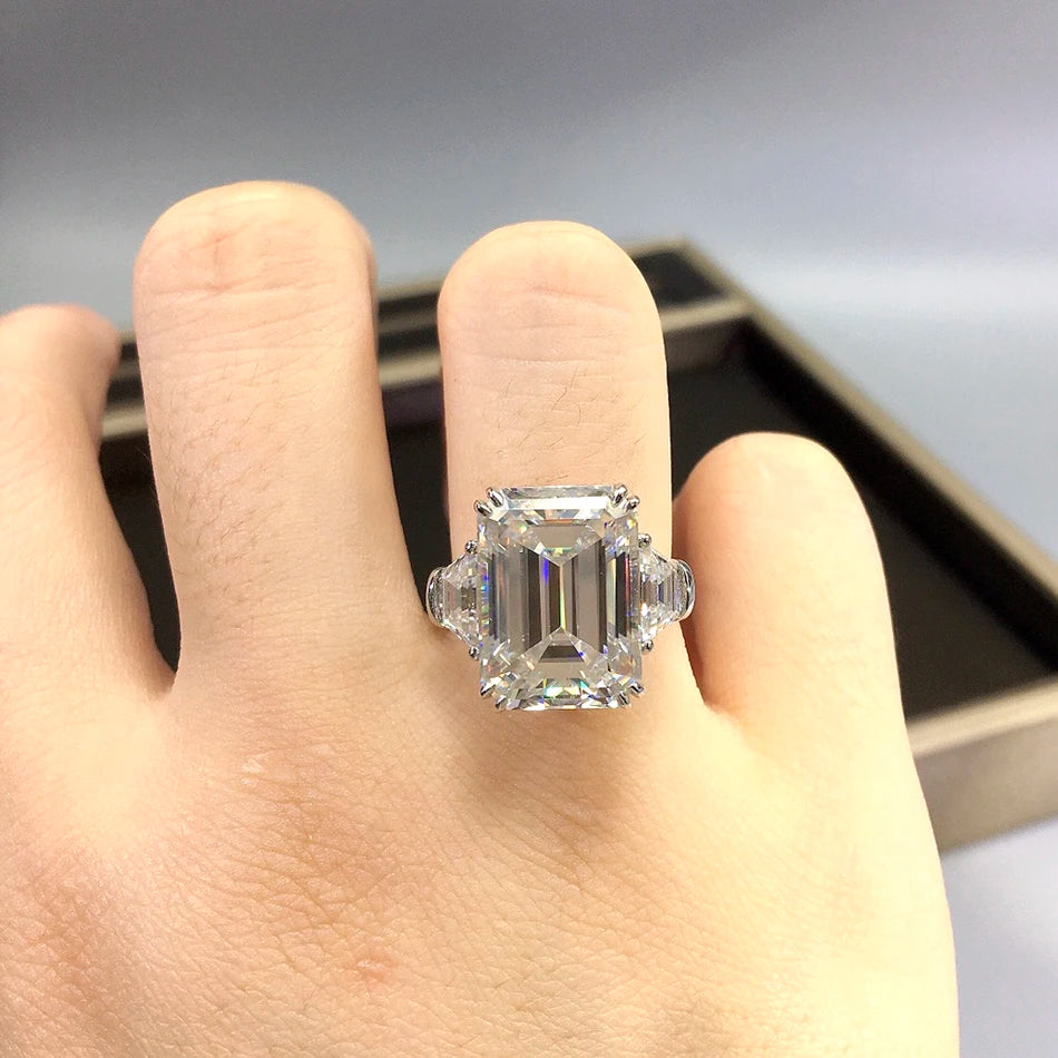 Luomansi 18K Gold 10CT Moissanite Ring Diamond Test Approved Wedding Anniversary Jewelry - BEHRS at the loft