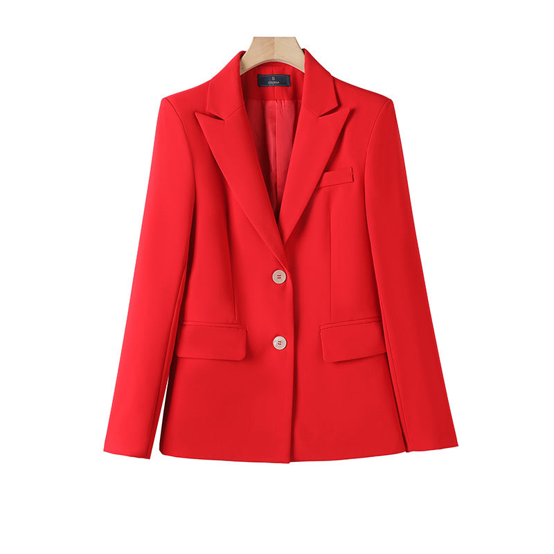 Autumn And Winter New Red Long Sleeve Small Suit Collar Coat Women's Waistcoat Pants Temperament Three-piece Suit A Generation Of Hair