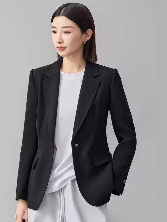 [Four Seasons Green] Desire 2024 Winter Women's Acetate Small Blazer Women's Premium One Button Casual