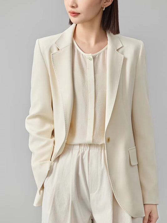 [Four Seasons Green] Desire 2024 Winter Women's Acetate Small Blazer Women's Premium One Button Casual