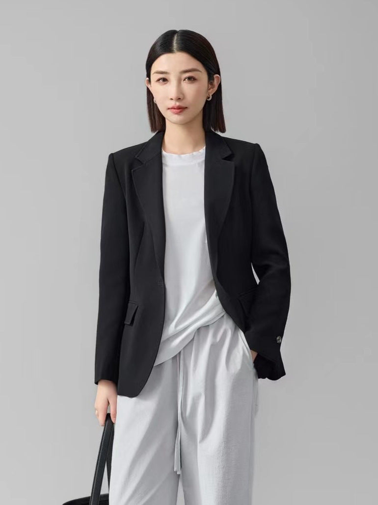 [Four Seasons Green] Desire 2024 Winter Women's Acetate Small Blazer Women's Premium One Button Casual