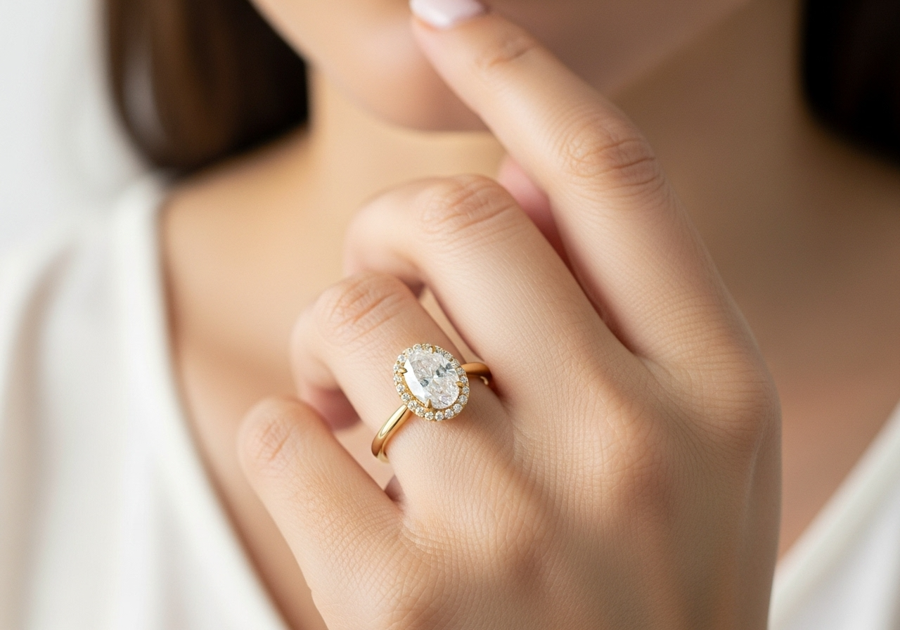 14K Gold 3 Carat Lab Grown Diamond Halo Engagement Ring - BEHRS at the loft