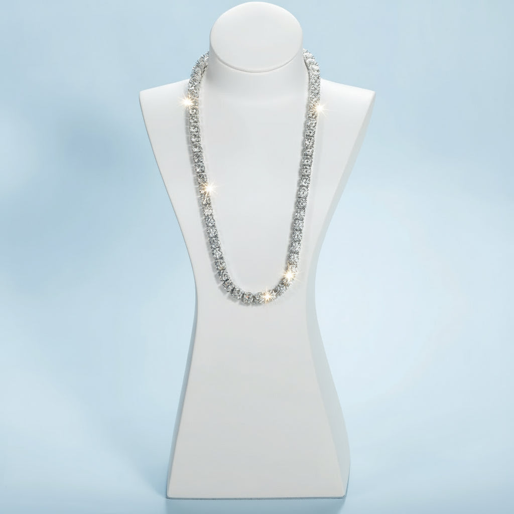 Moissanite Diamond Tennis Chain Necklace 925 Sterling Silver 18K Gold Plated - BEHRS at the loft
