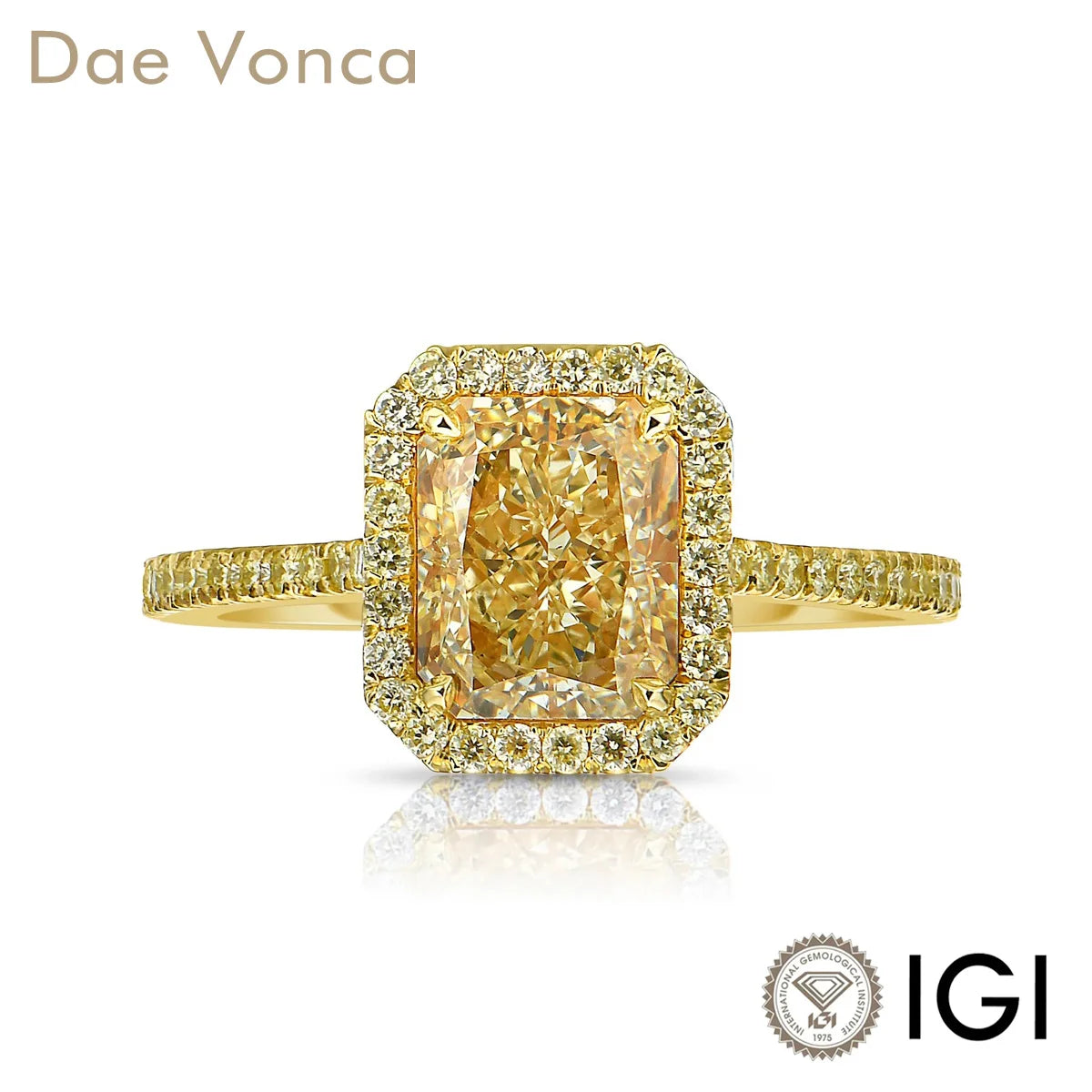 Dae Vonca Vivid Yellow Radiant Halo Diamond Ring - BEHRS at the loft