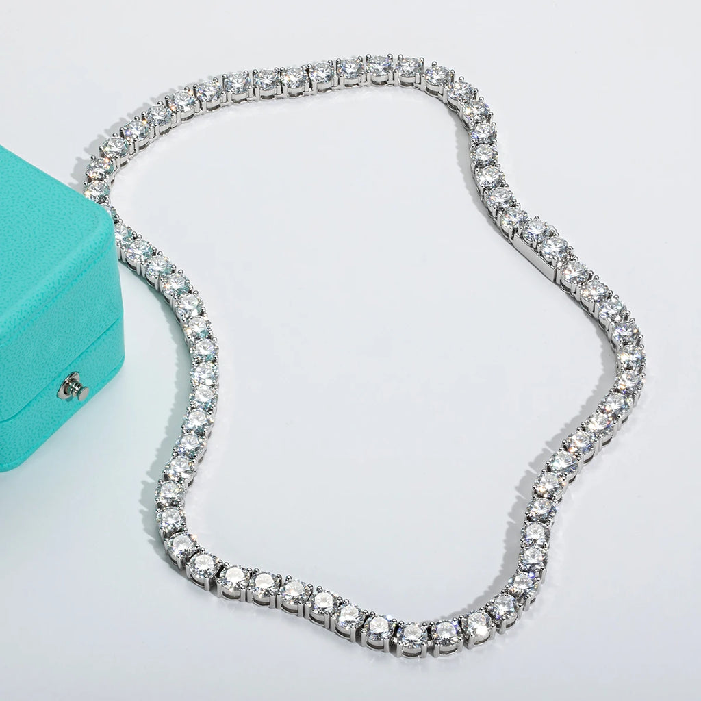 Moissanite Diamond Tennis Chain Necklace 925 Sterling Silver 18K Gold Plated - BEHRS at the loft