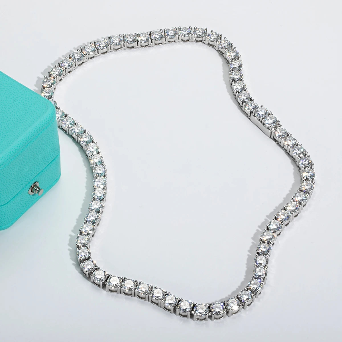 Moissanite Diamond Tennis Chain Necklace 925 Sterling Silver 18K Gold Plated - BEHRS at the loft