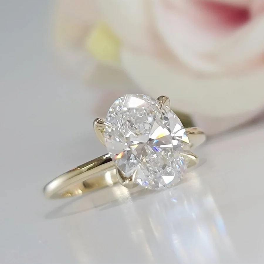 14K Gold 3 Carat Lab Grown Diamond Halo Engagement Ring - BEHRS at the loft
