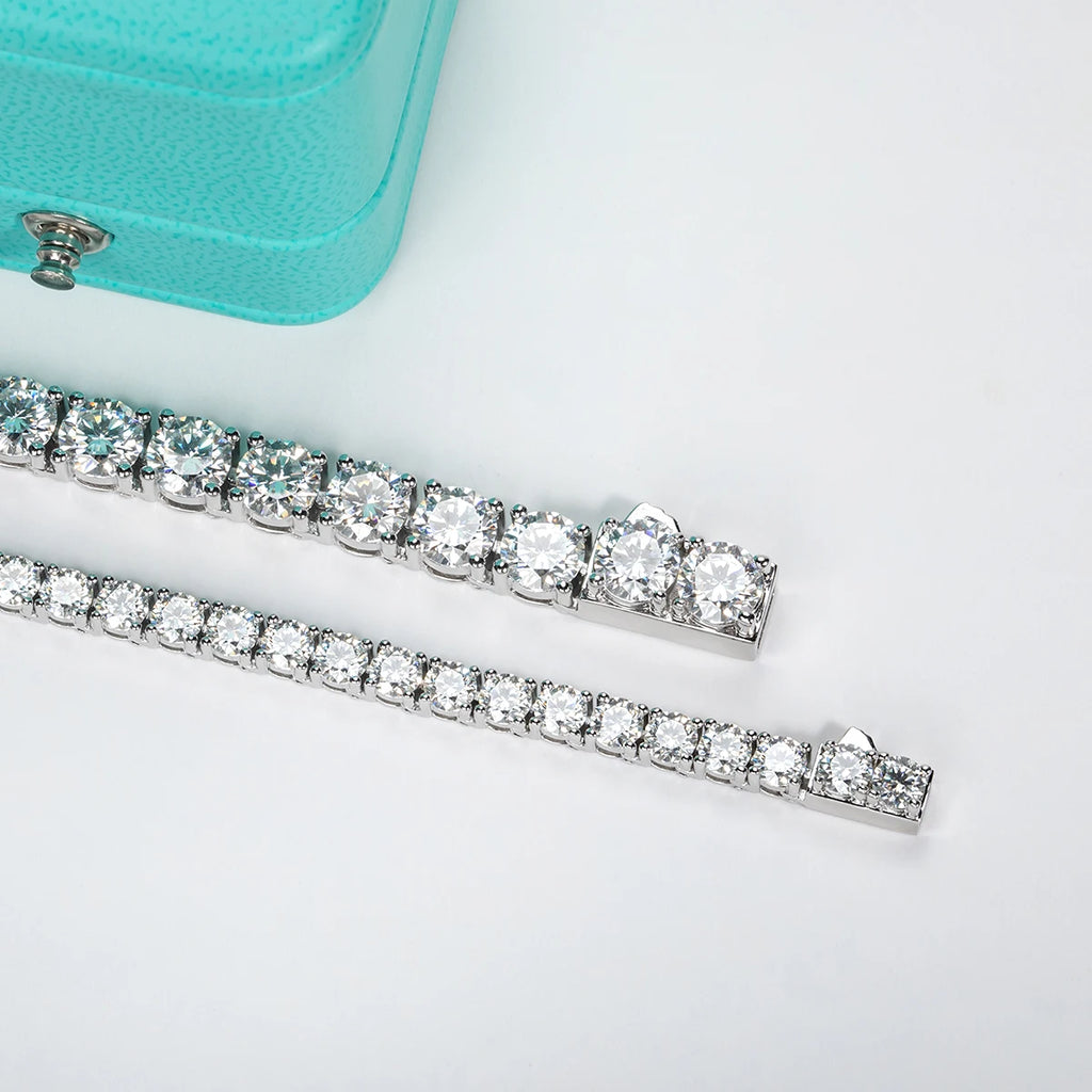 Moissanite Diamond Tennis Chain Necklace 925 Sterling Silver 18K Gold Plated - BEHRS at the loft