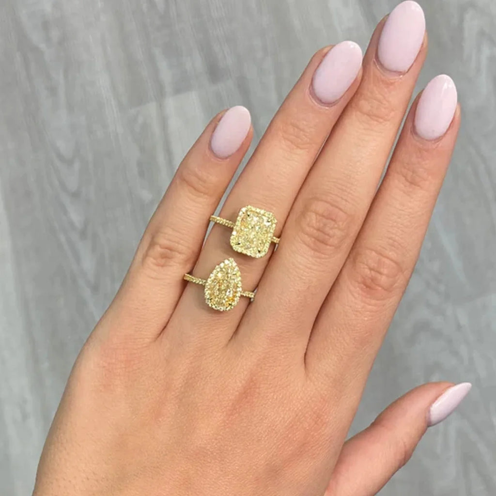 Dae Vonca Vivid Yellow Radiant Halo Diamond Ring - BEHRS at the loft