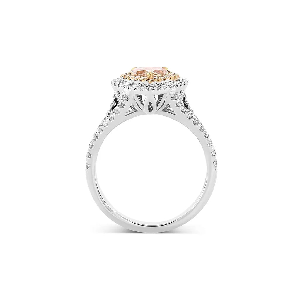 Dae Vonca Pink Heart Diamond Double Halo Ring Rose Gold Wedding Ring - BEHRS at the loft