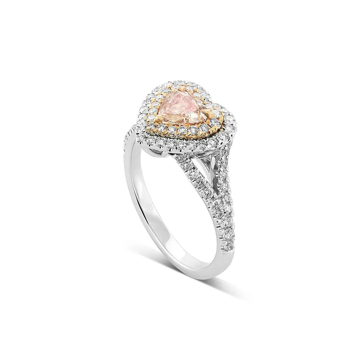Dae Vonca Pink Heart Diamond Double Halo Ring Rose Gold Wedding Ring - BEHRS at the loft