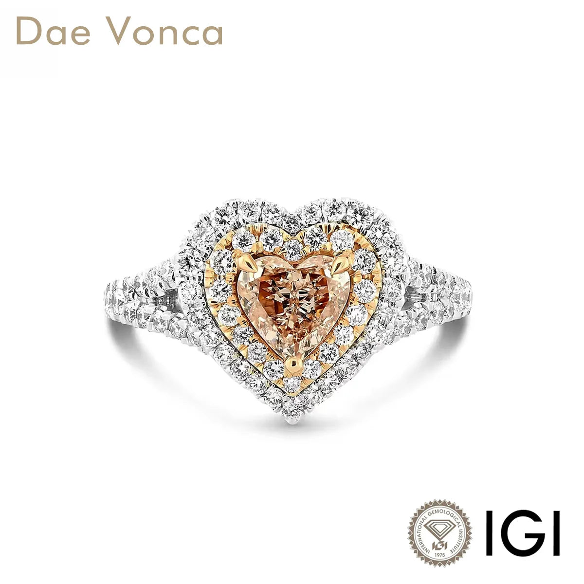 Dae Vonca Pink Heart Diamond Double Halo Ring Rose Gold Wedding Ring - BEHRS at the loft
