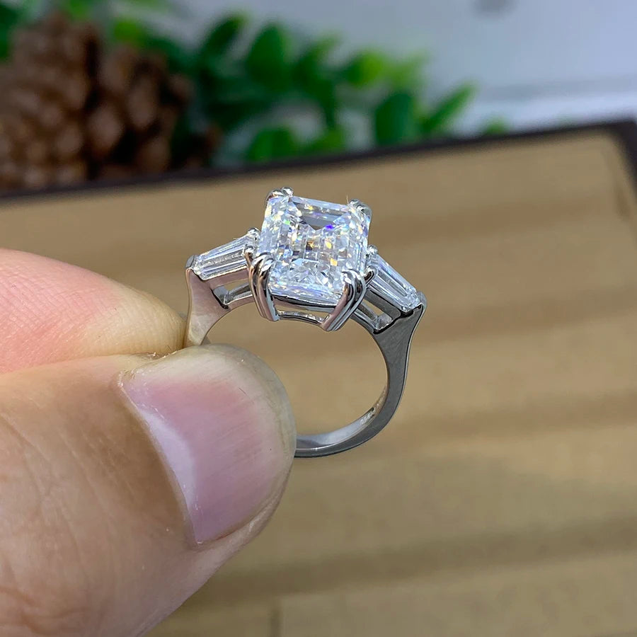 4.5ct Lab-grown Emerald Cut Diamond Ring (EF VS1, 14K white gold) + Ring Set - BEHRS at the loft