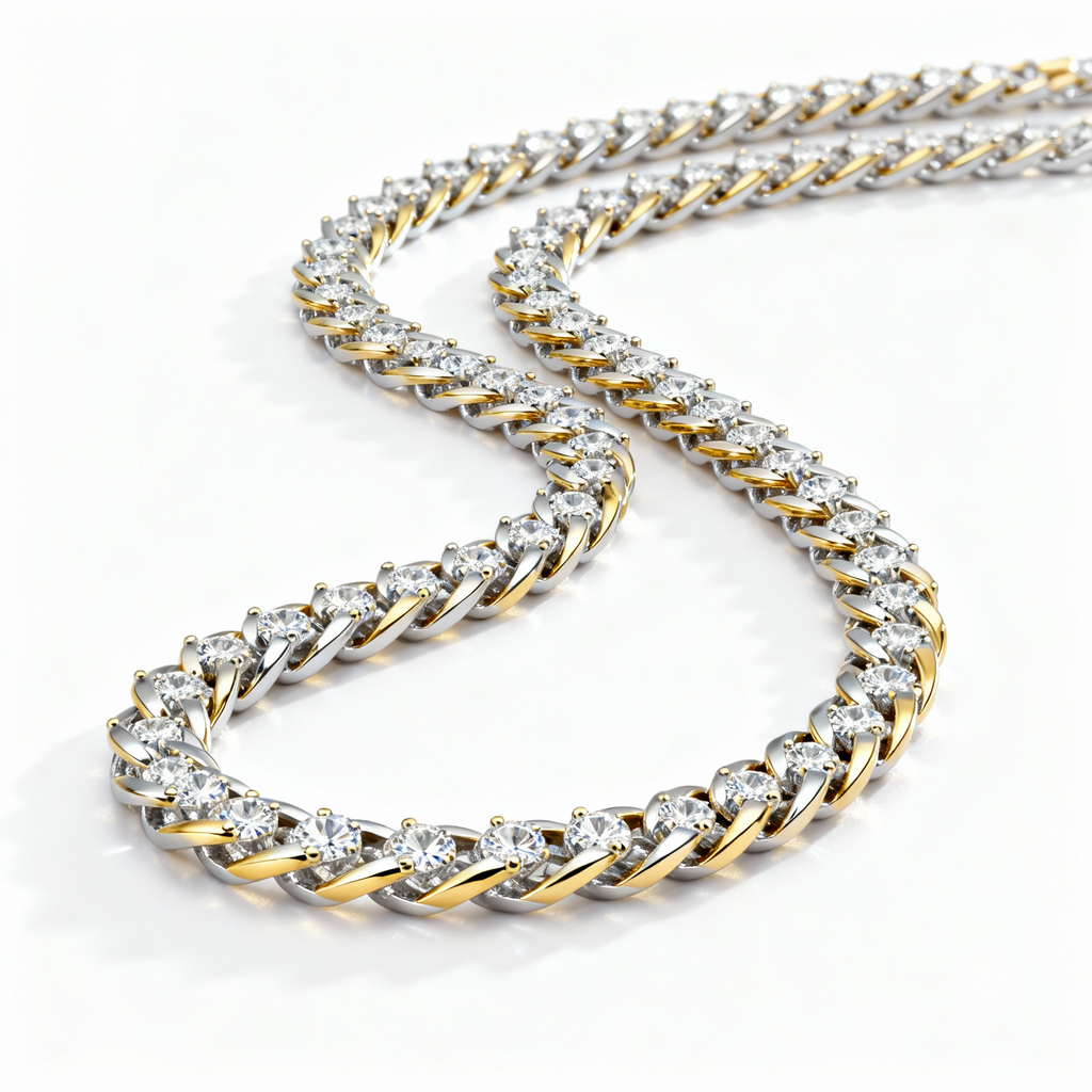 Moissanite Diamond Tennis Chain Necklace 925 Sterling Silver 18K Gold Plated - BEHRS at the loft