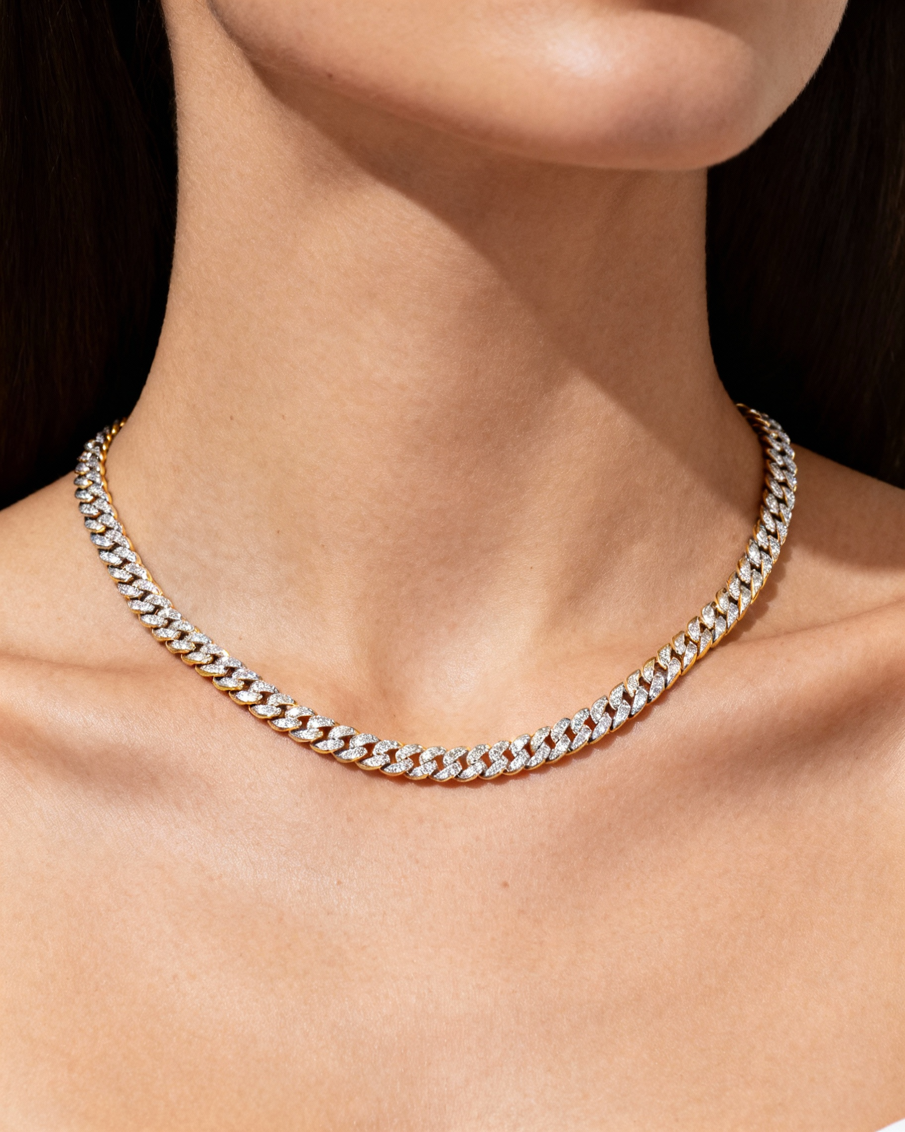 Moissanite Diamond Tennis Chain Necklace 925 Sterling Silver 18K Gold Plated - BEHRS at the loft