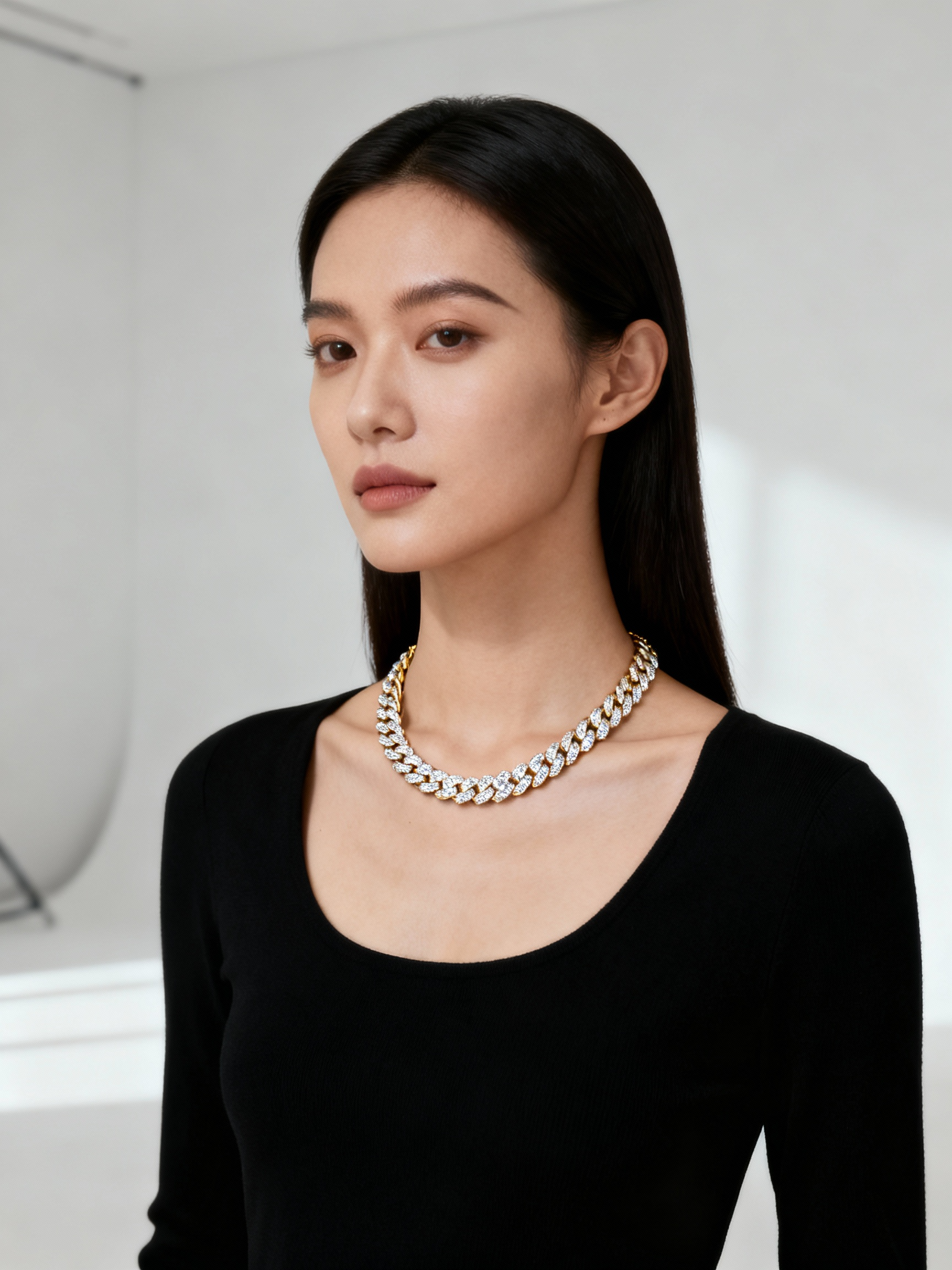 Moissanite Diamond Tennis Chain Necklace 925 Sterling Silver 18K Gold Plated - BEHRS at the loft