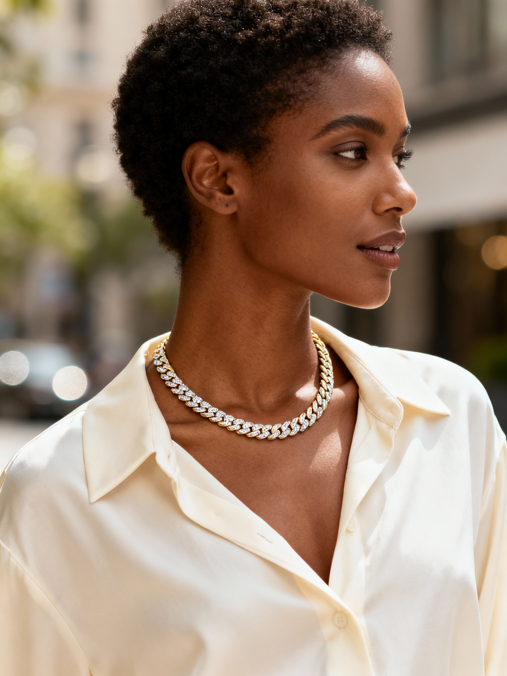 Moissanite Diamond Tennis Chain Necklace 925 Sterling Silver 18K Gold Plated - BEHRS at the loft