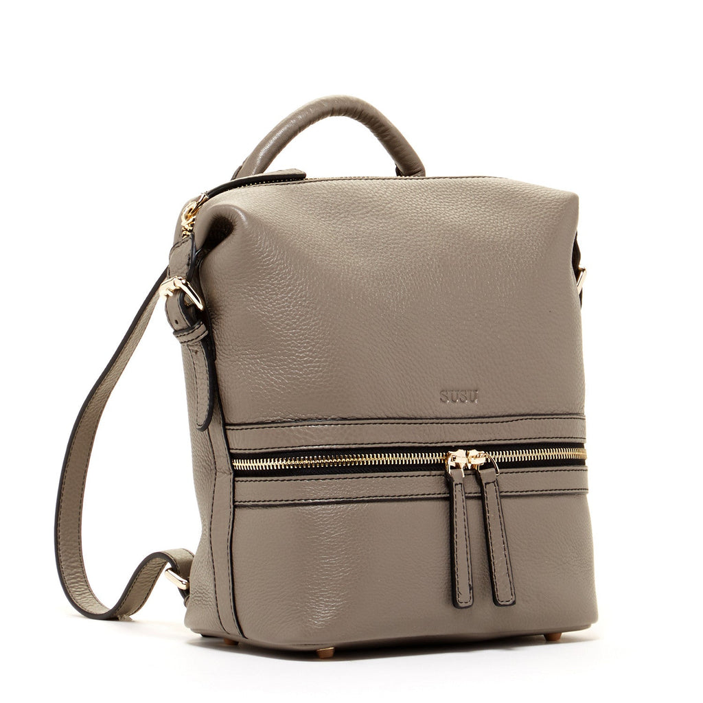Grey Leather Backpack Purse Convertible Crossbody Bag - BEHRS at the loft