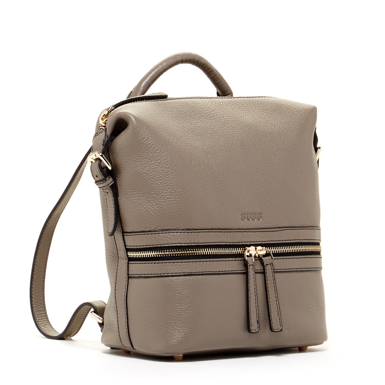 Grey Leather Backpack Purse Convertible Crossbody Bag - BEHRS at the loft