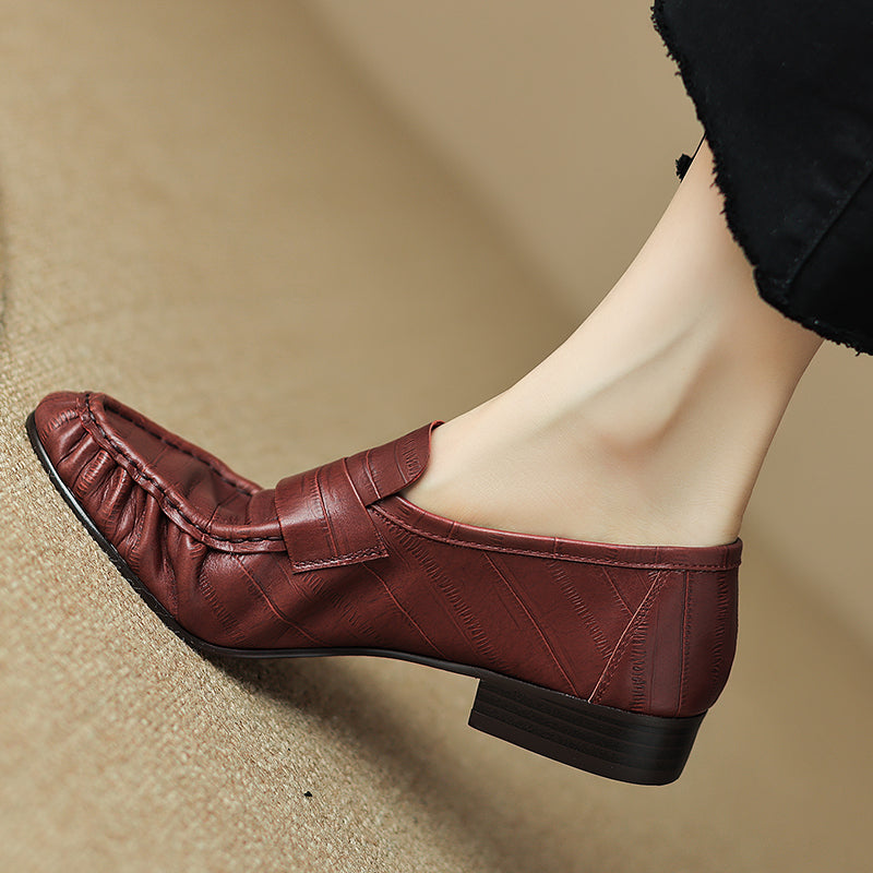 Women's Casual Pleated Leather Lofaers - BEHRS at the loft