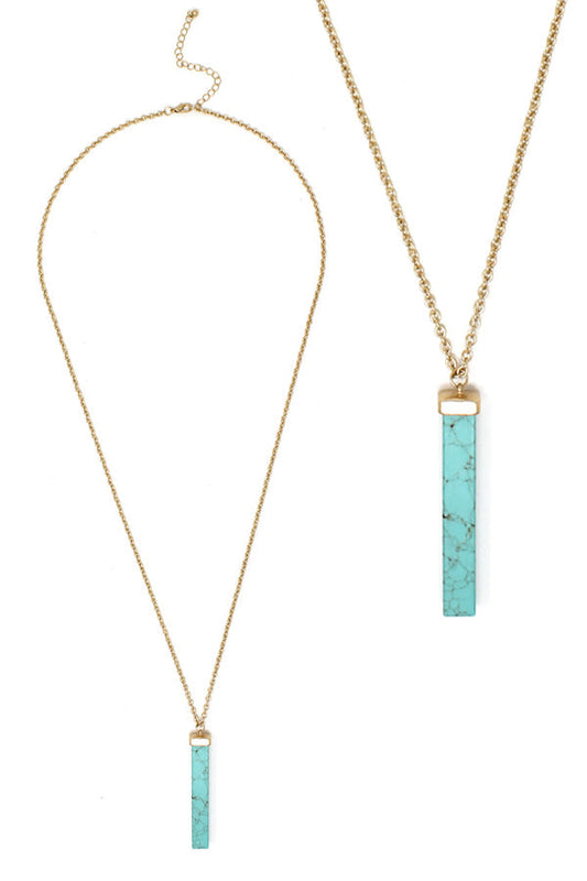 SEMI PRECIOUS STONE PENDANT LONG NECKLACE-0