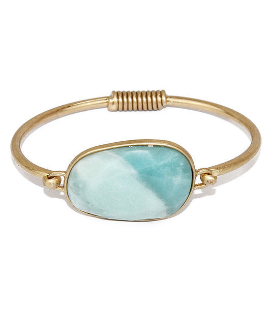 SEMI PRECIOUS STONE WIRE BANGLE BRACELET-0